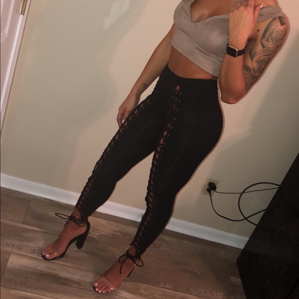 Lace up Black Leggings